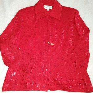 St. John Evening By Marie Grey Red Sequined Jacket